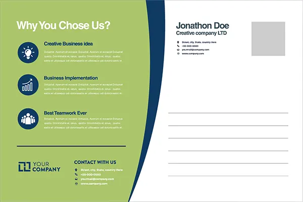 Printing Post Card Back